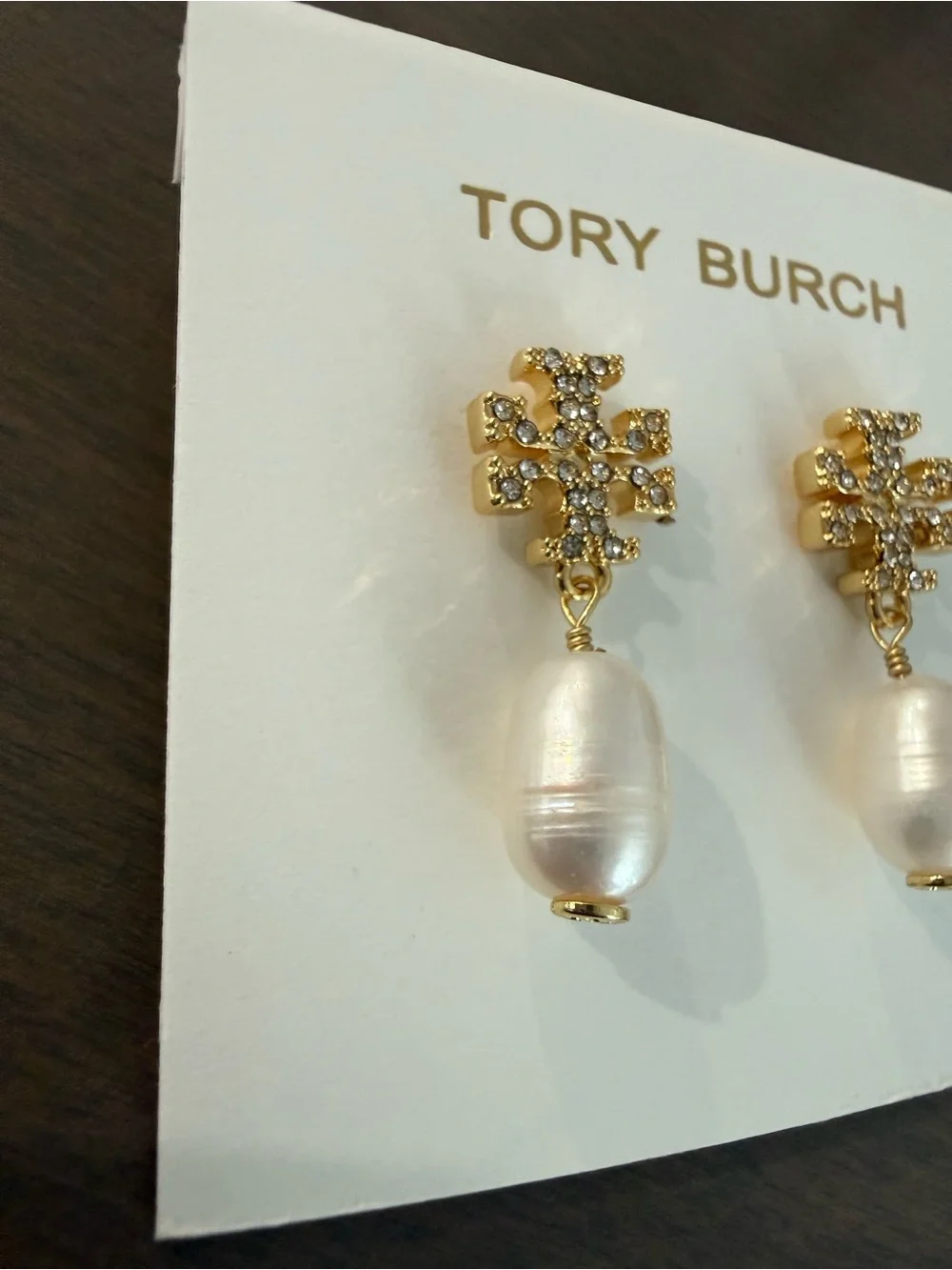 NWT Tory Burch Moondance Pearl and Pavé Drop Earrings $130 MSRP